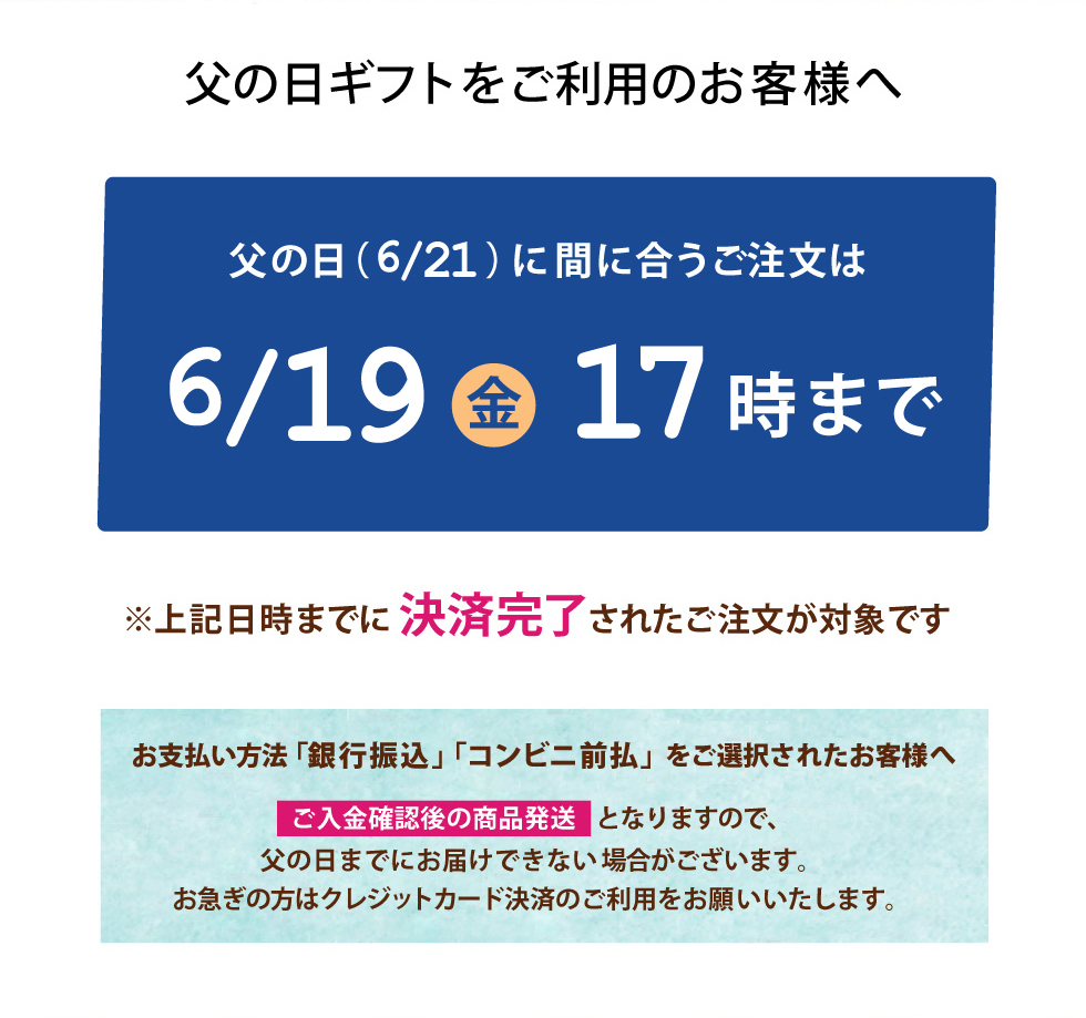 父の日に間に合うご注文